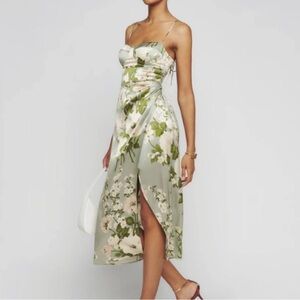 Reformation Marguerite Floral Print Silk Midi Dress Size 4